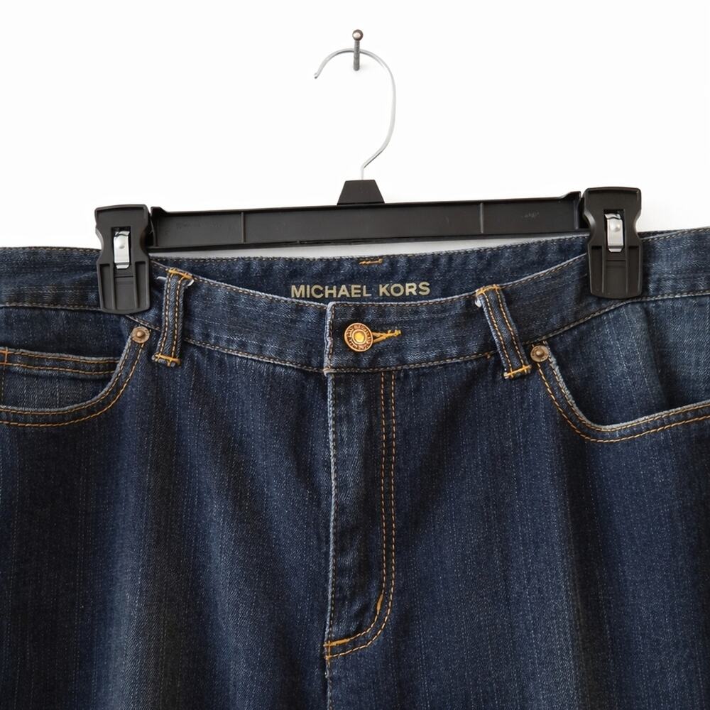Michael Kors Dark Wash Straight Leg Jeans Size 10 Stretch Denim - Picture 4 of 5